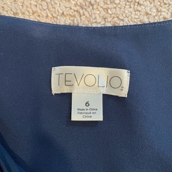 Tevolio Blue Sleeveless V-Neck Dress With Side Zipper- Size 6 - Picture 8 of 12